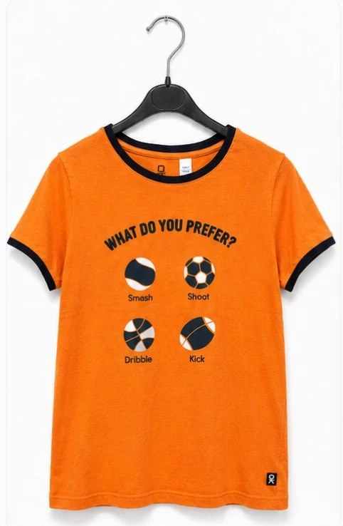 T-shirt orange Okaïdi – 14 ans – Motif sport fun